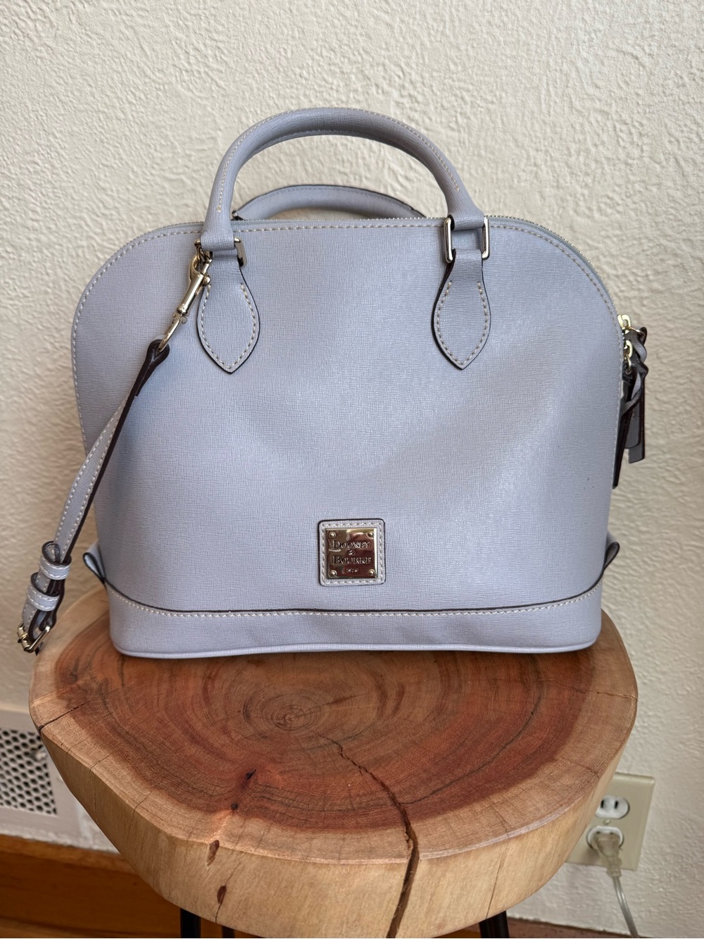 Dooney & Bourke Saffiano Leather Domed Satchel | Dove Gray | Dust Bag Included - Picture 2 of 11